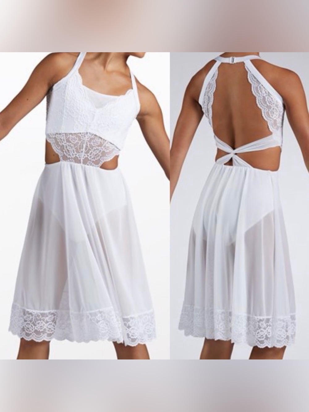 WEISSMAN Elite Dance white lyrical maxi lace slip dress Jealous D11787 SA adult